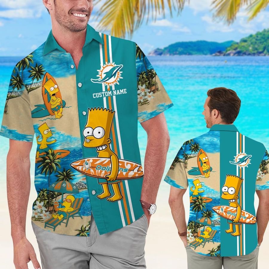 Nfl Miami Dolphins Hawaiian 3d Shirt Simpson Custom Tropical-1