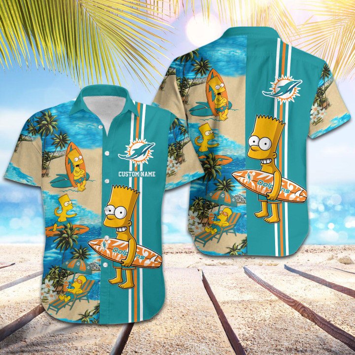 Nfl Miami Dolphins Hawaiian 3d Shirt Simpsons Custom-1