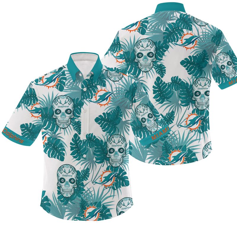Nfl Miami Dolphins Hawaiian 3d Shirt Skull Limited Edition-1
