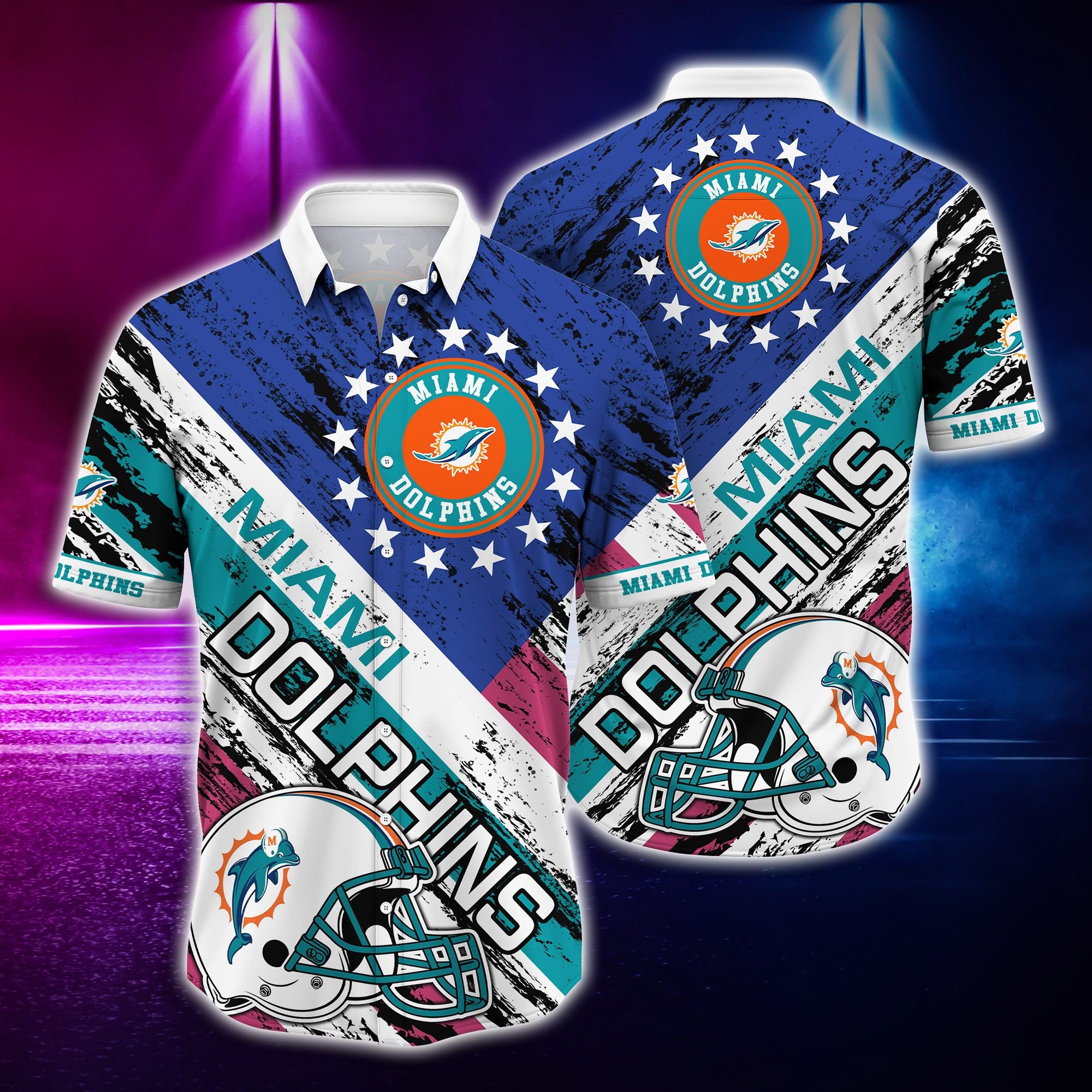 Nfl Miami Dolphins Hawaiian Shirt And Tshirt Rugby Helmet-1