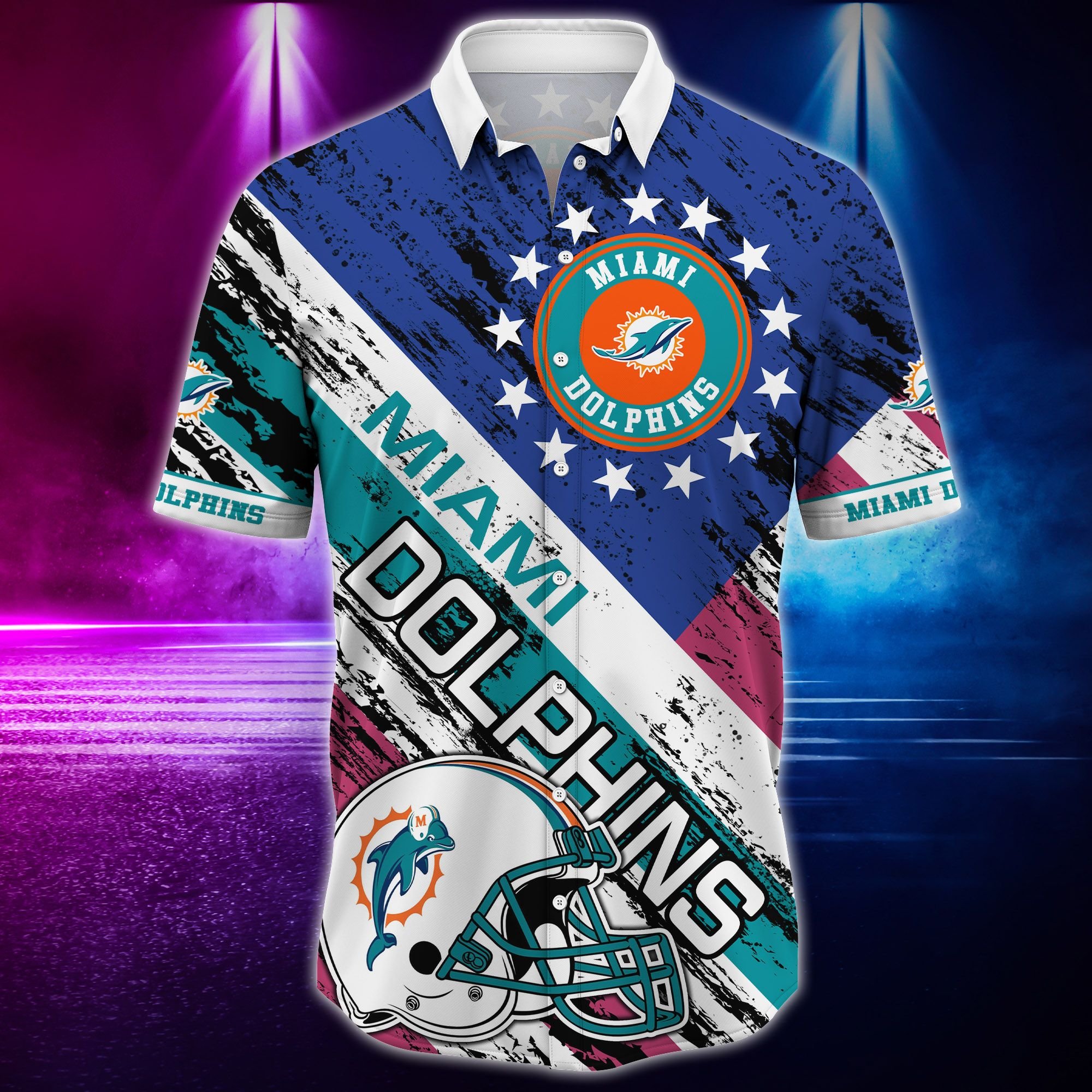 Nfl Miami Dolphins Hawaiian Shirt And Tshirt Shirt Rugby Helmet-1