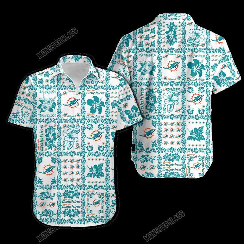 Nfl Miami Dolphins Hawaiian Shirt Hibiscus Short 3d For Fans-1