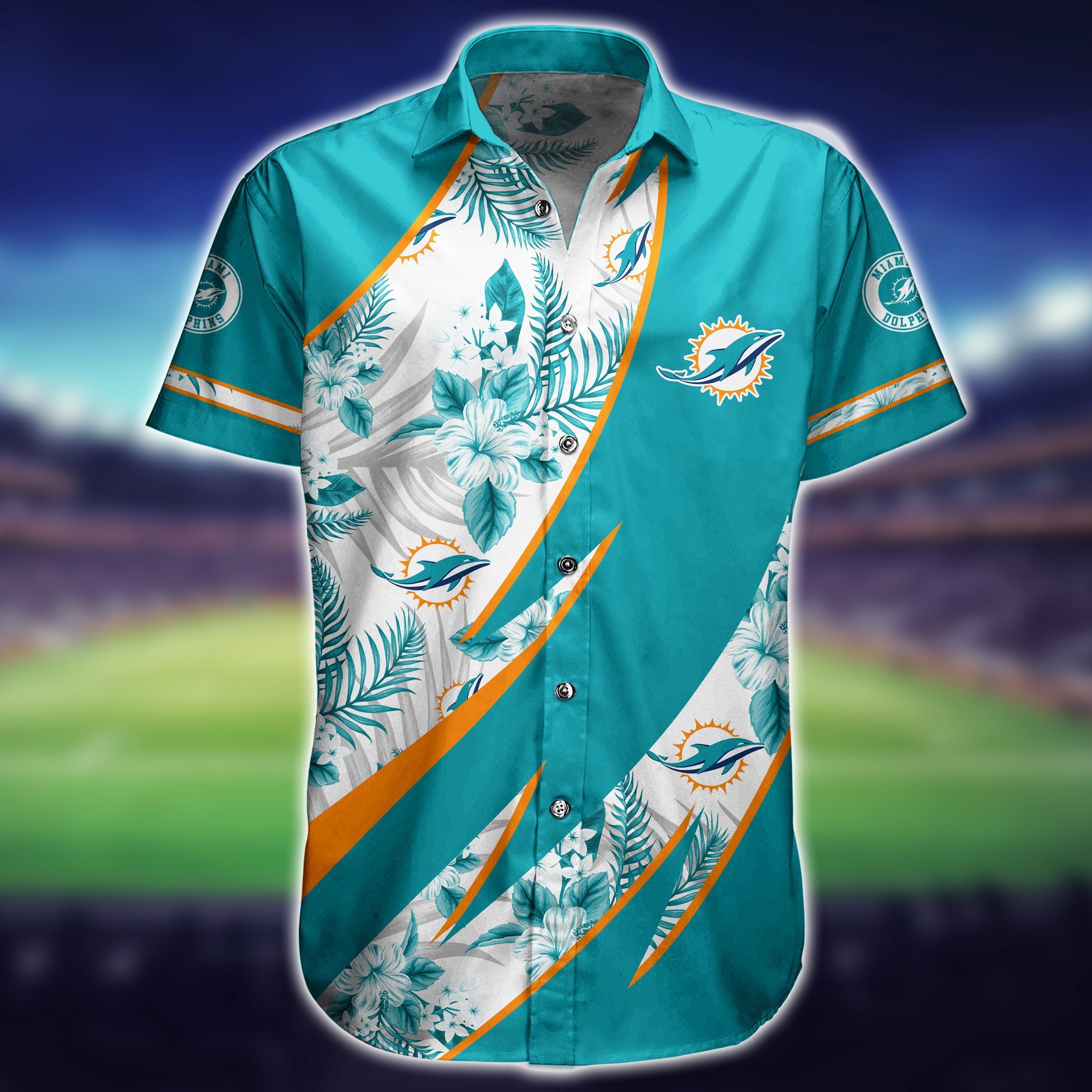 Nfl Miami Dolphins Hawaiian Shirt Short 3d-2
