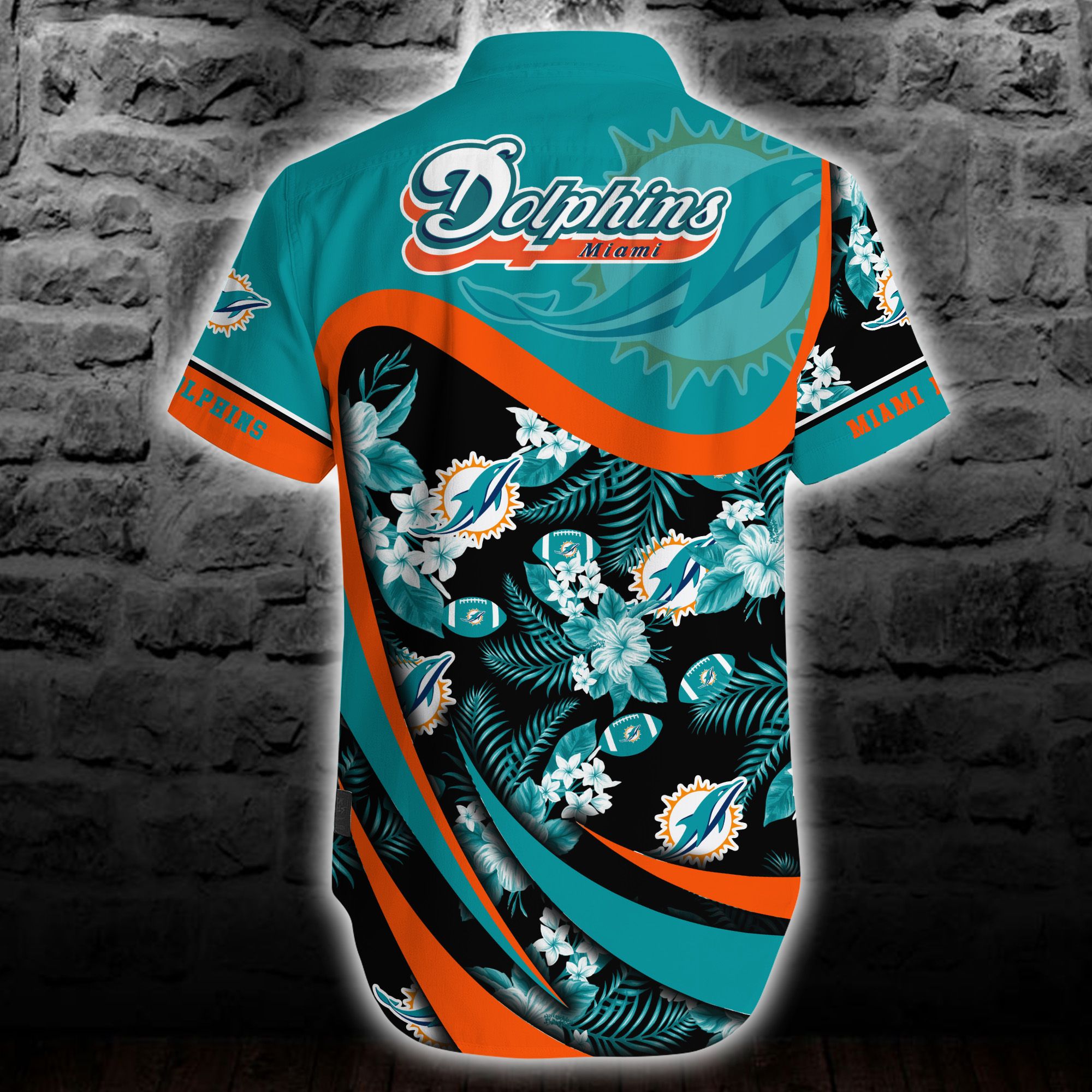 Nfl Miami Dolphins Hawaiian Shirt Short Floral 3d-2