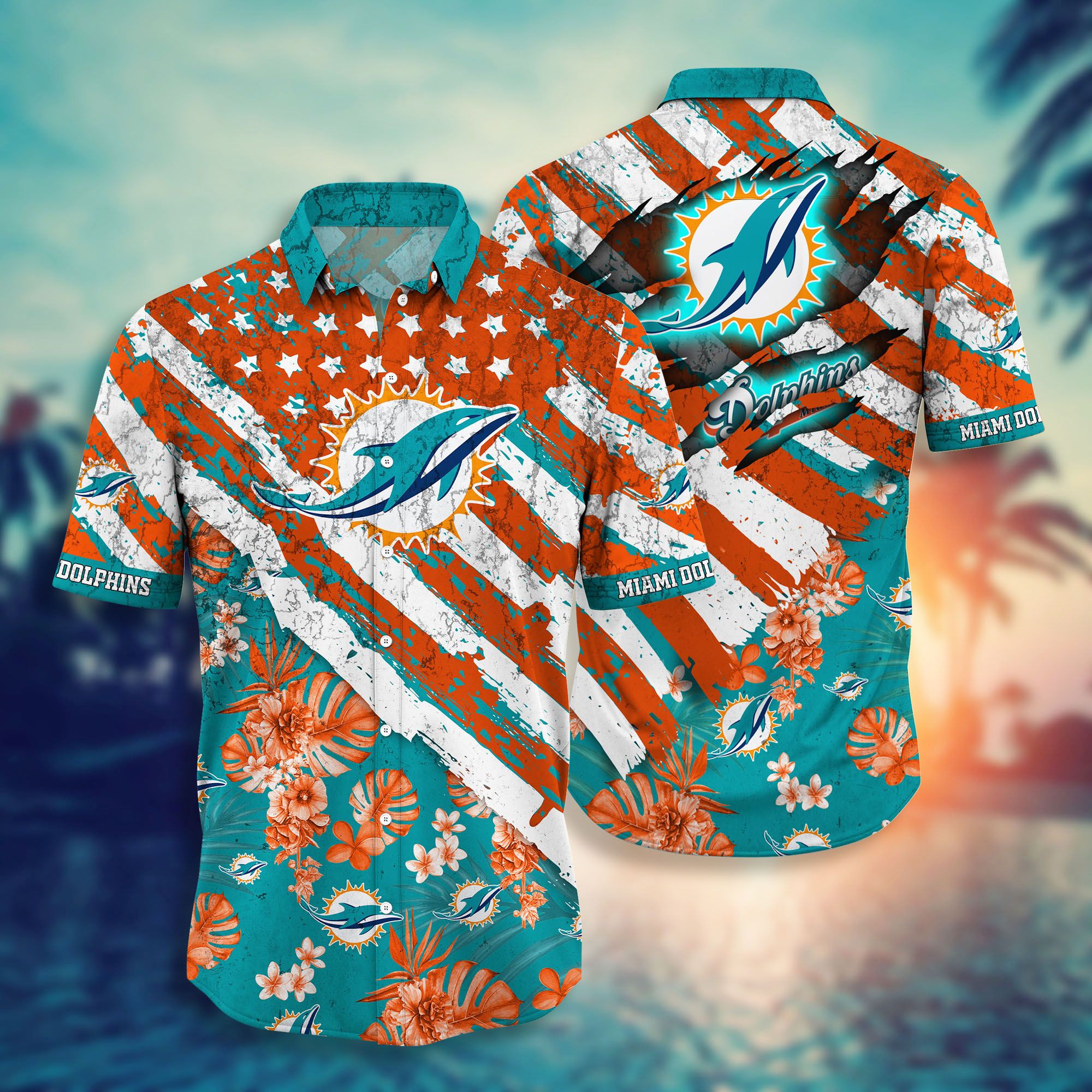 Nfl Miami Dolphins Hawaiian Shirt Tshirt Short Style Hot Trending-1