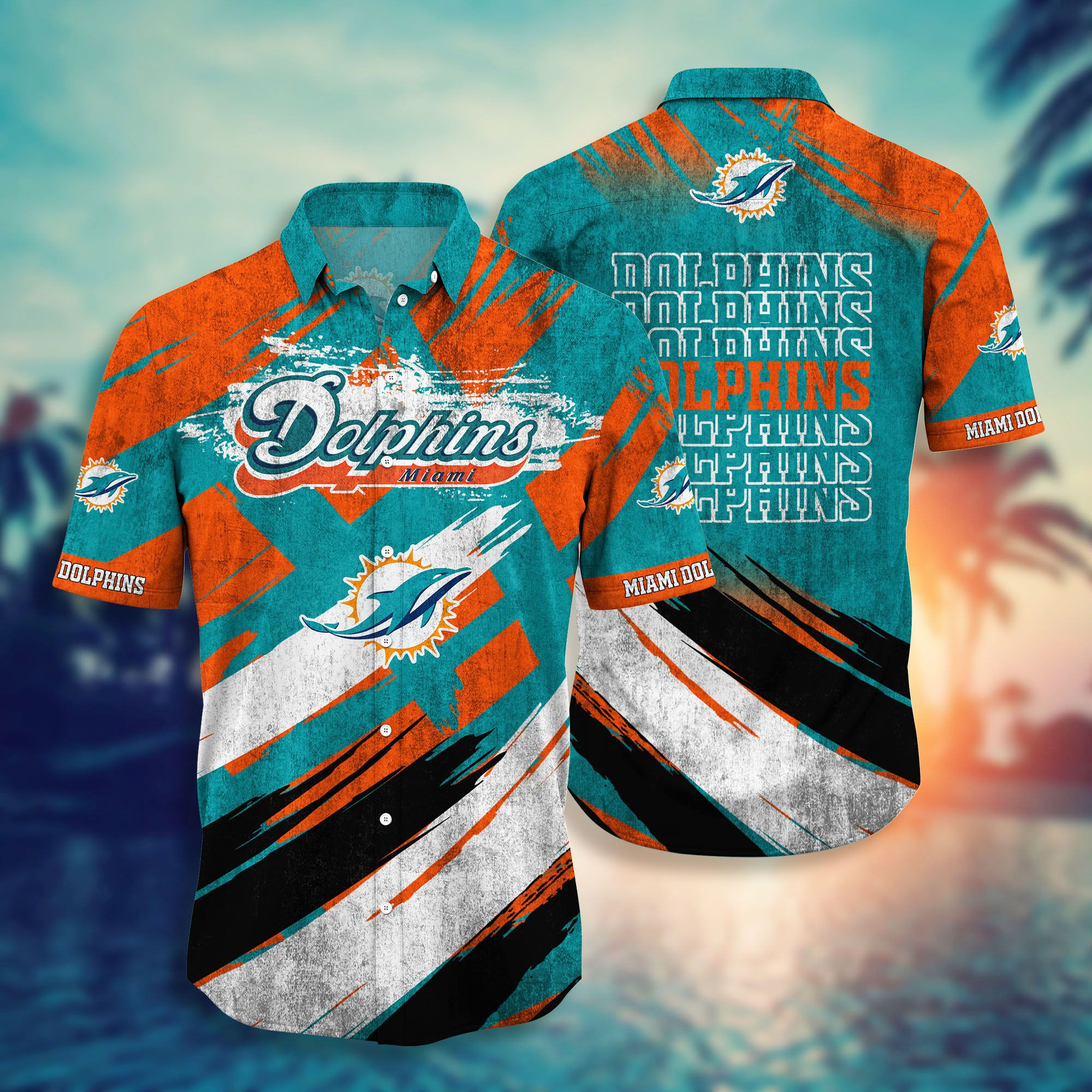Nfl Miami Dolphins Hawaiian Style Full 3d Shirt-1