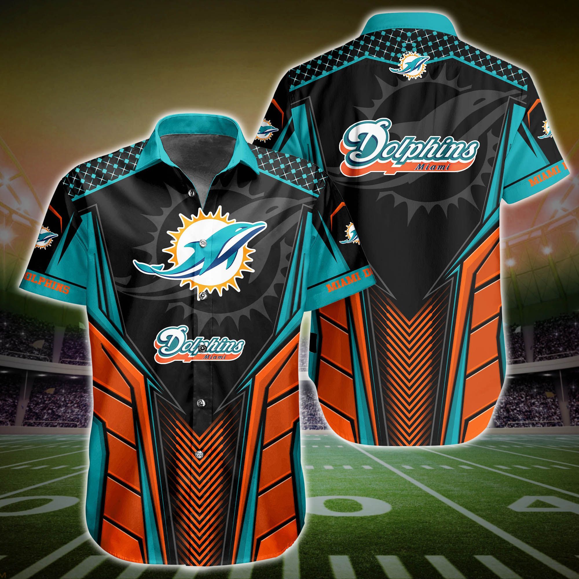Nfl Miami Dolphins Hwaiian Shirt Sport Shorts And T Shirt Modern 3d-2