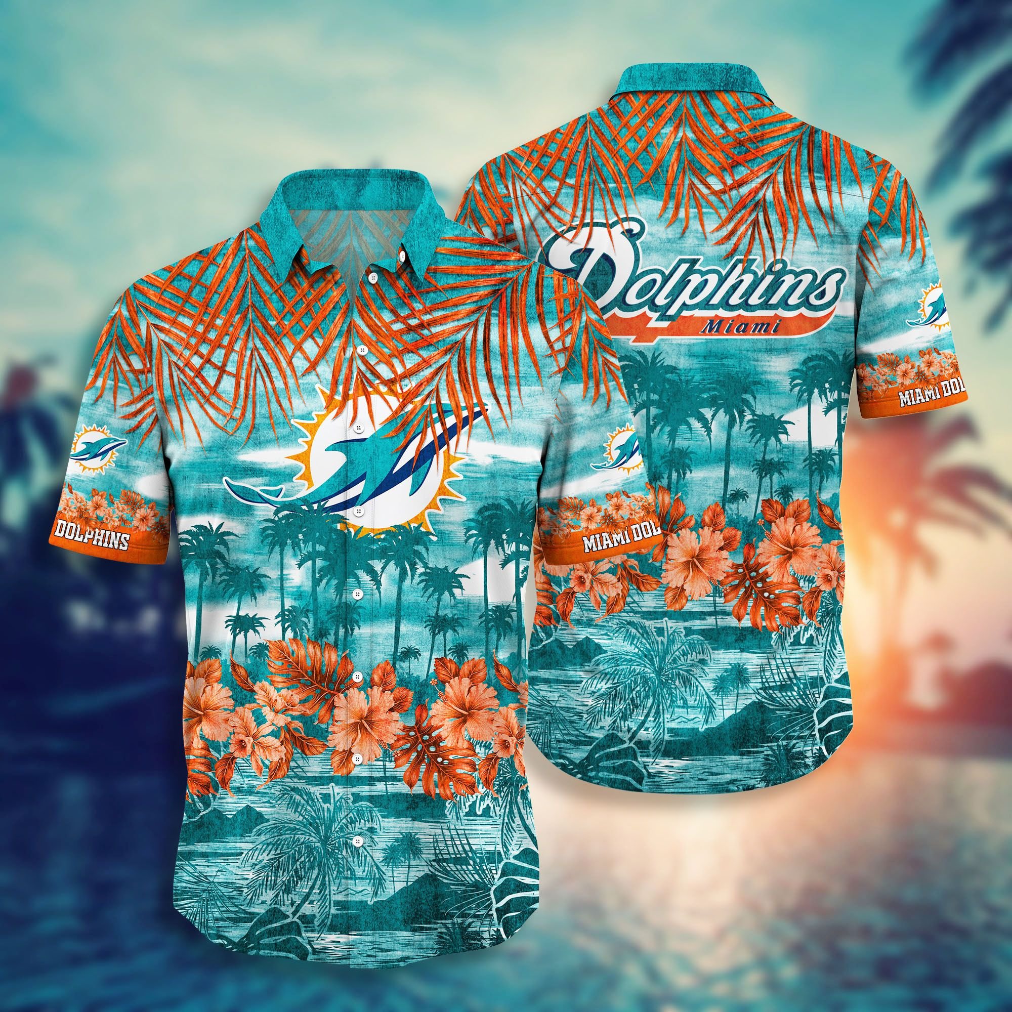 Nfl Miami Dolphins New Hawaiian Style Full 3d Shirt-1