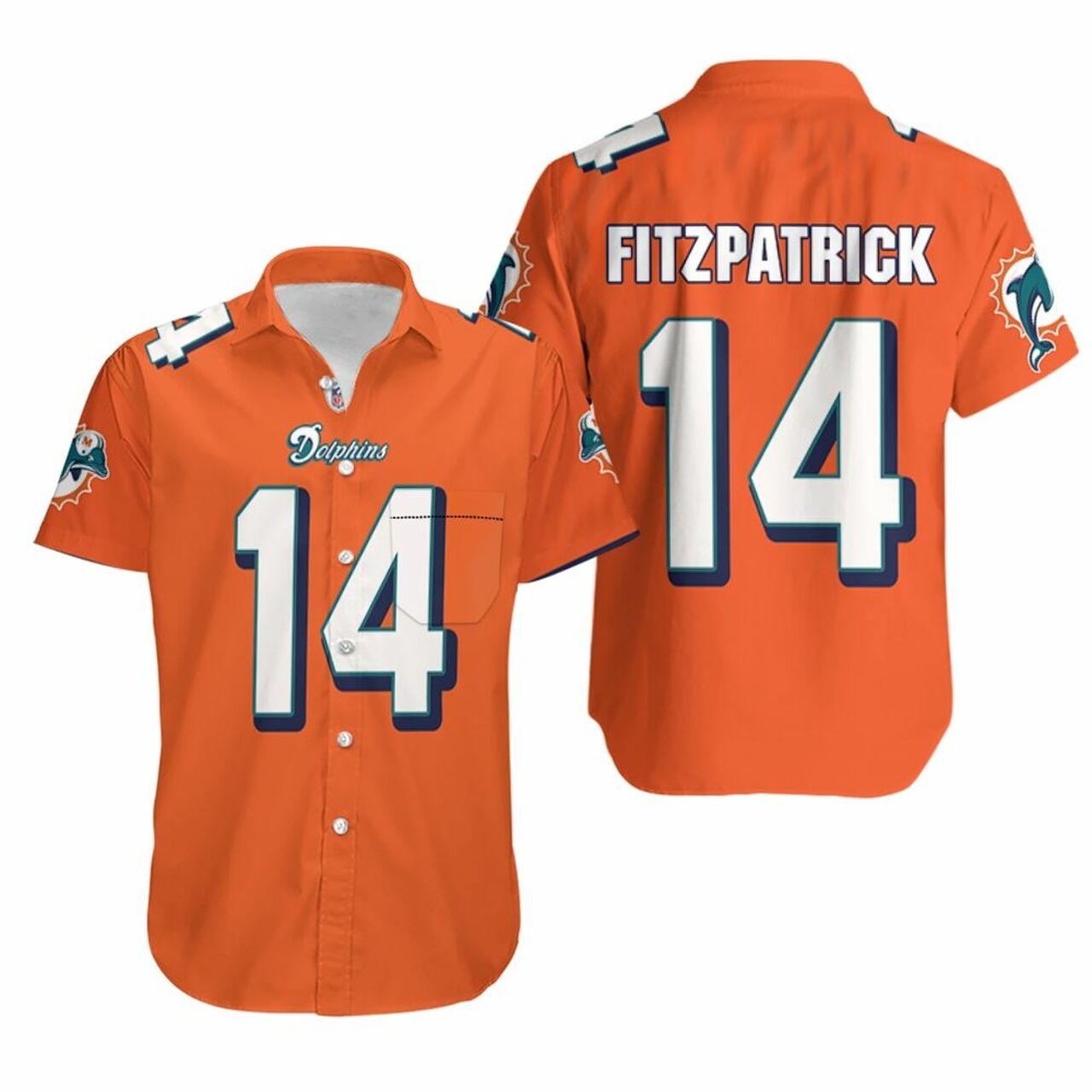 Nfl Miami Dolphins Ryan Fitzpatrick Hawaiian Shirt 14 Team-1 Nfl Miami Dolphins Ryan Fitzpatrick Hawaiian Shirt 14 Team-1