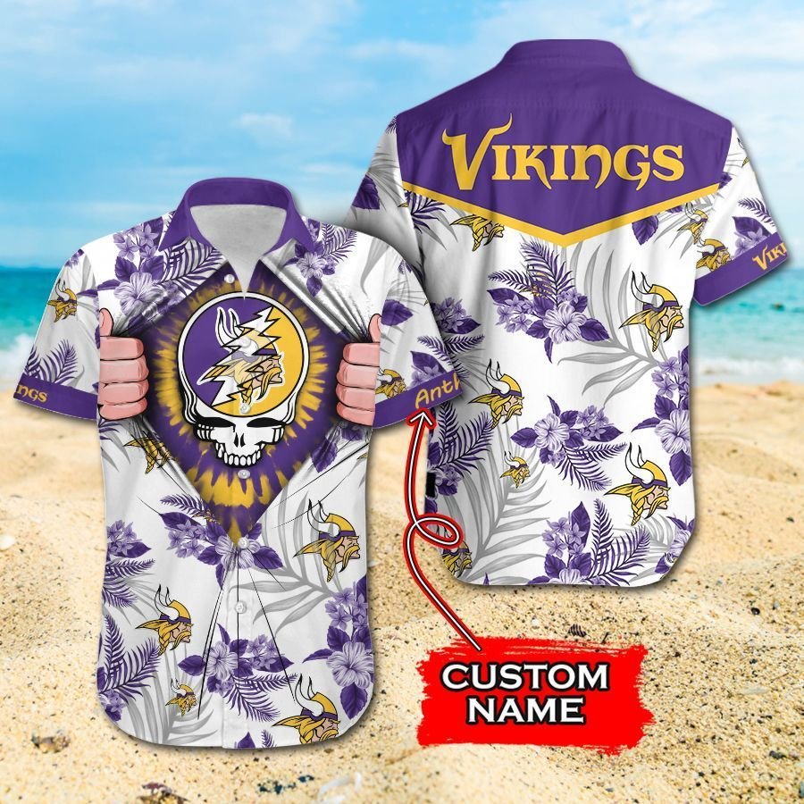 Nfl Minnesota Vikings Grateful Dead Hawaiian Shirt For Fans-1