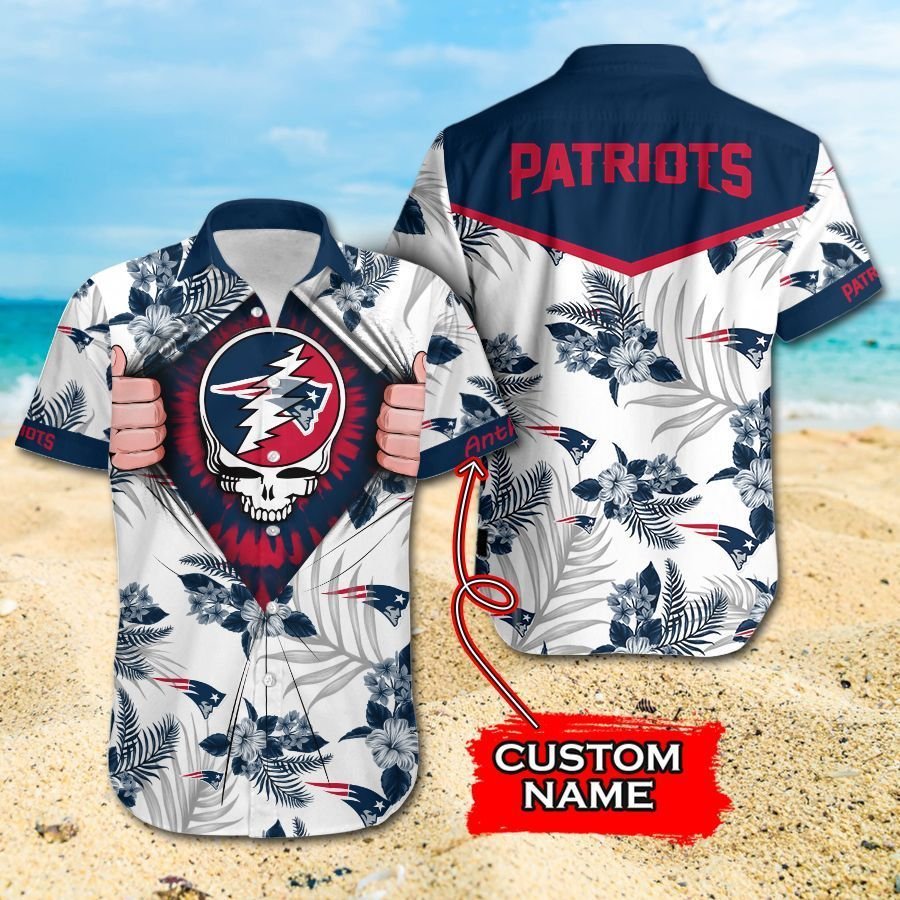 Nfl New England Patriots Grateful Dead Hawaiian Shirt For Fans-1