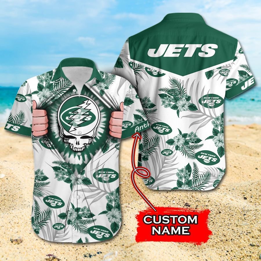 Nfl New York Jets Grateful Dead Hawaiian Shirt For Fans-1