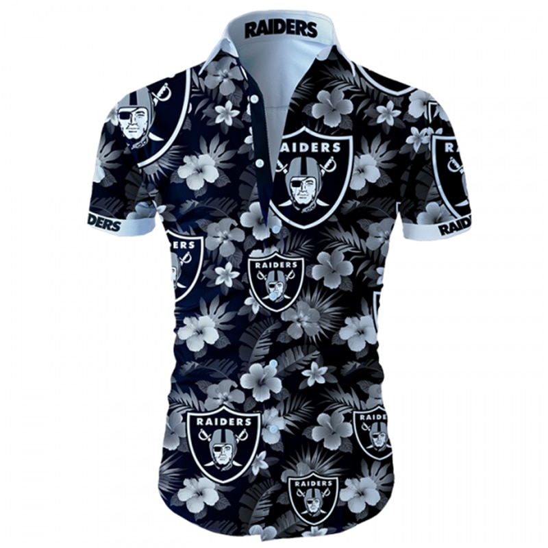 Nfl Oakland Raiders Hawaii Full 3d Shirt Tropical Flower-1