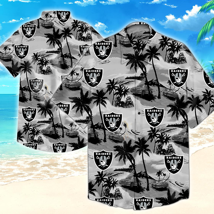 Nfl Oakland Raiders Hawaiian Shirt Tropical Flower 01-1