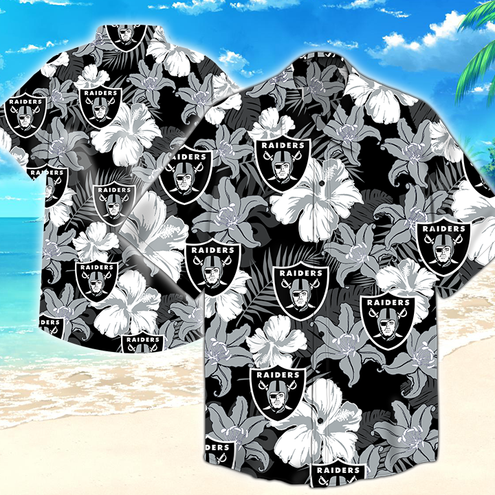 Nfl Oakland Raiders Night Hawaiian 3d Shirt For Fans-1