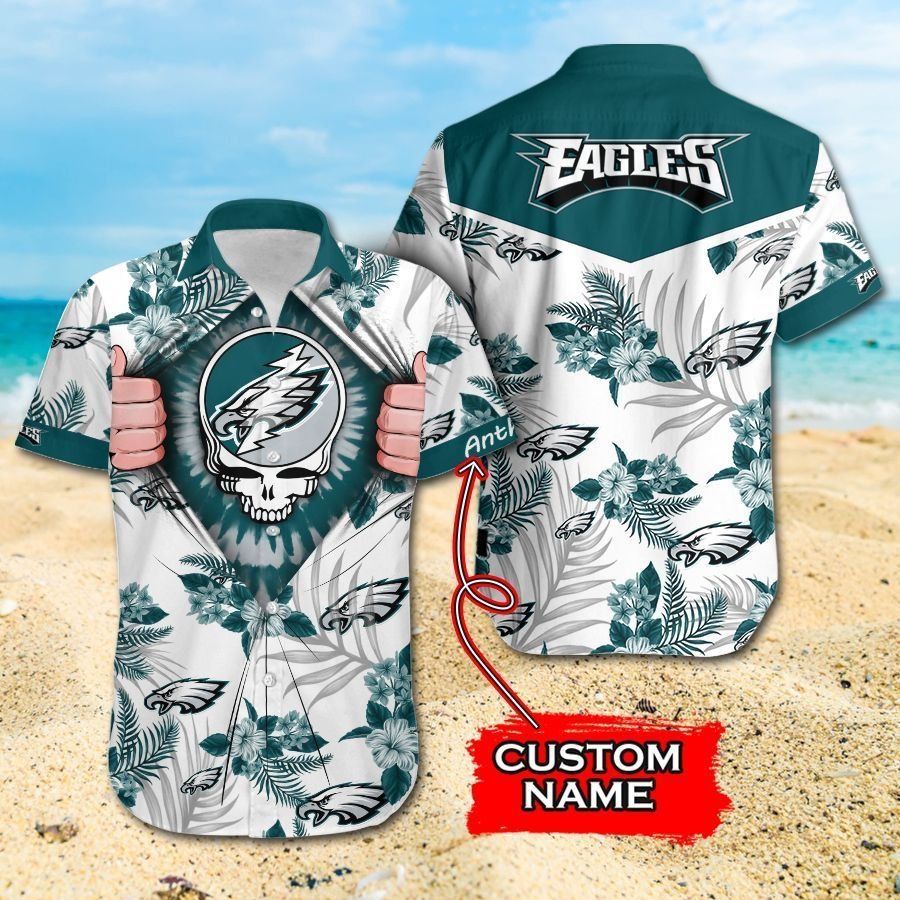 Nfl Philadelphia Eagles Grateful Dead Hawaiian Shirt For Fans-1