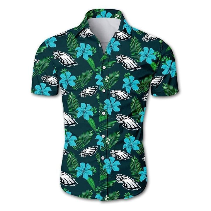 Nfl Philadelphia Eagles Tropical Flower Hawaiian Shirt For Fans-1