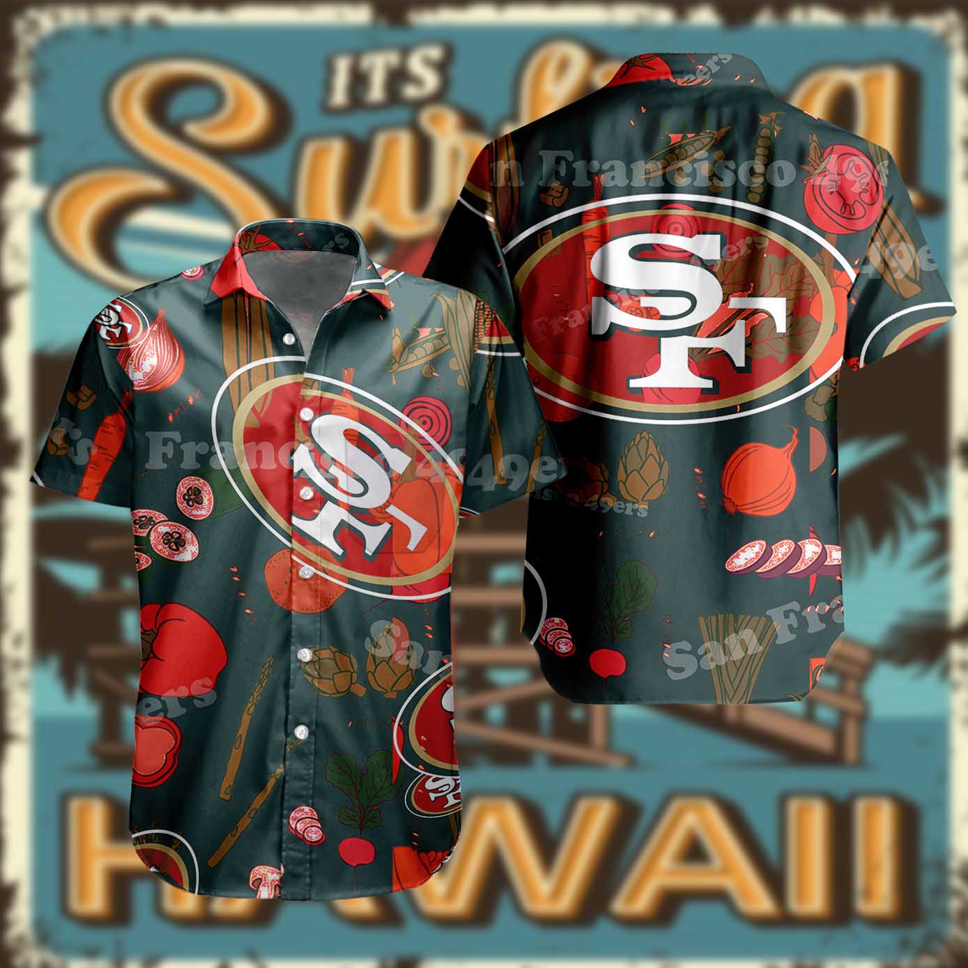 Nfl San Francisco 49ers Hawaiian Shirt Tropical Vegetables For Fans-1