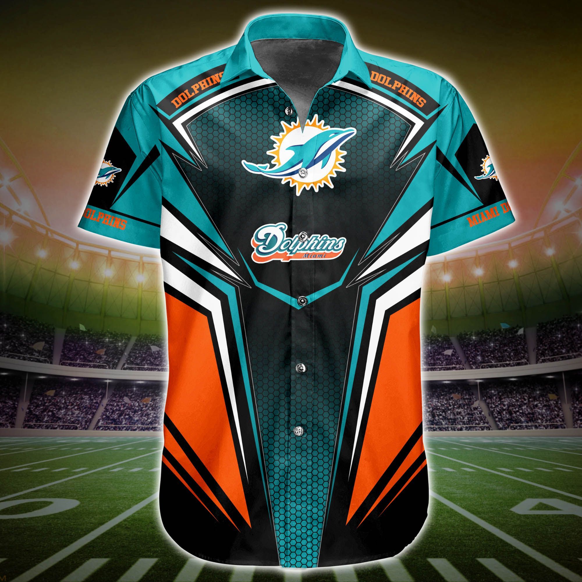 Nflmiami Dolphins Hawaiian Shirt Short Tshirt 3d For Fans 01-2