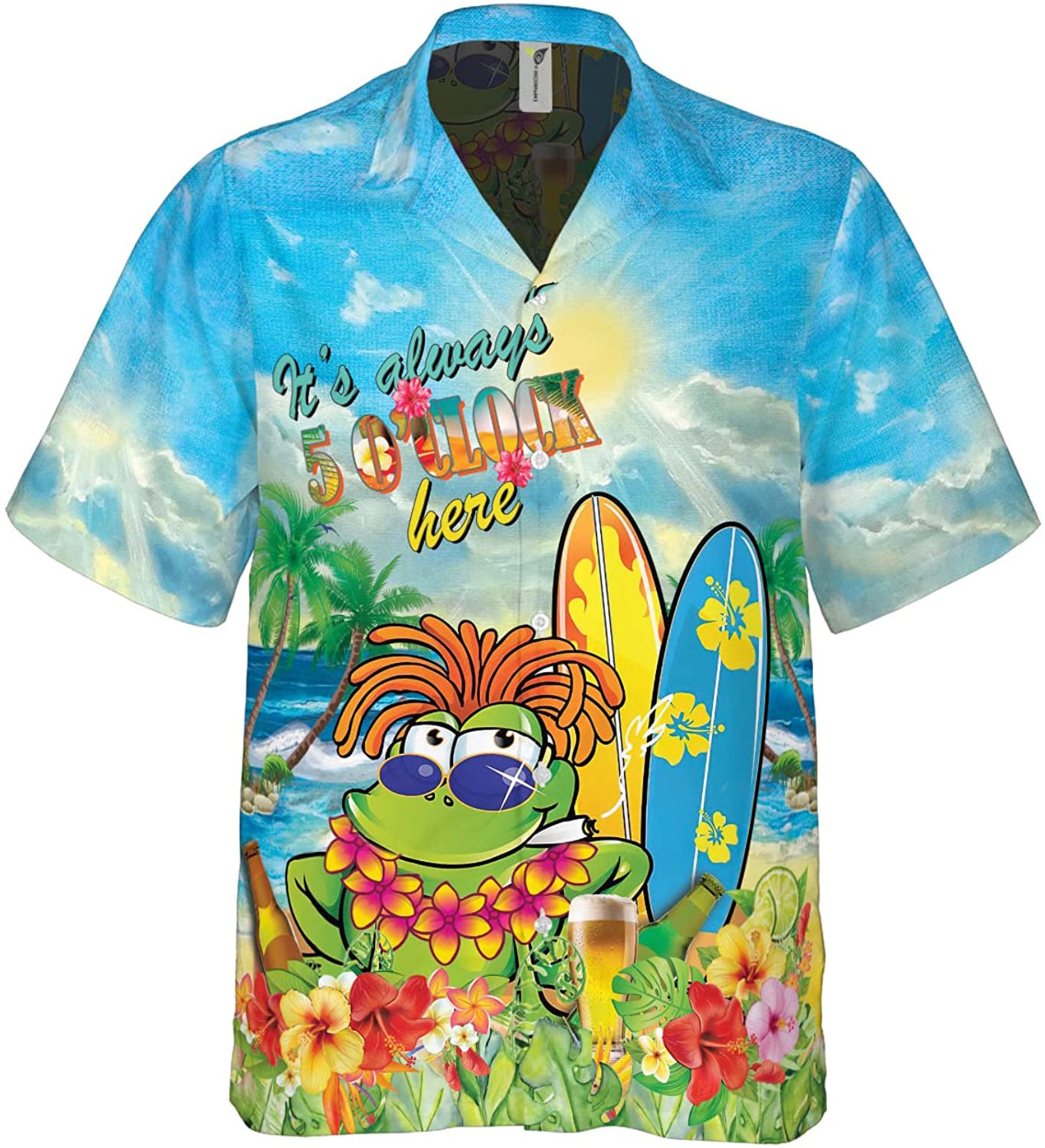 Ocean Life Its Always 5 Oclock Here Funny Hawaiian Shirt