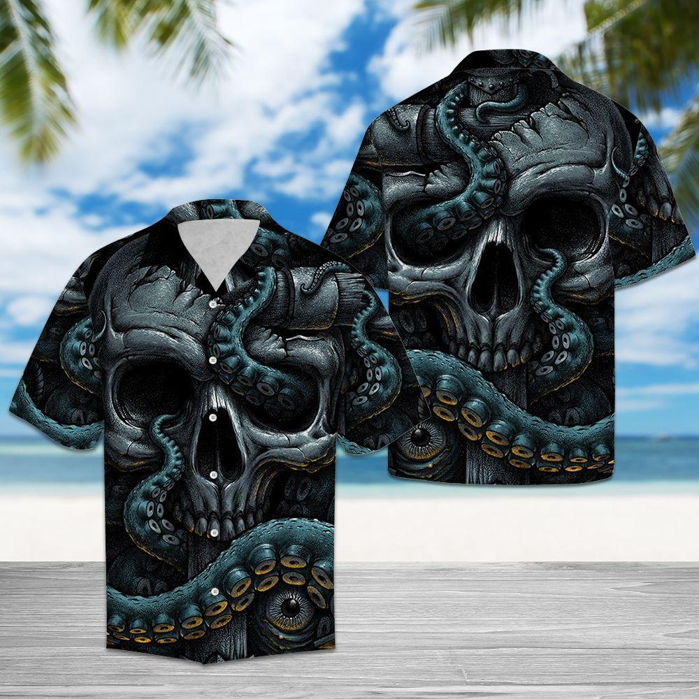 Octopus Skull Hawaiian Shirt For Men Women Adult