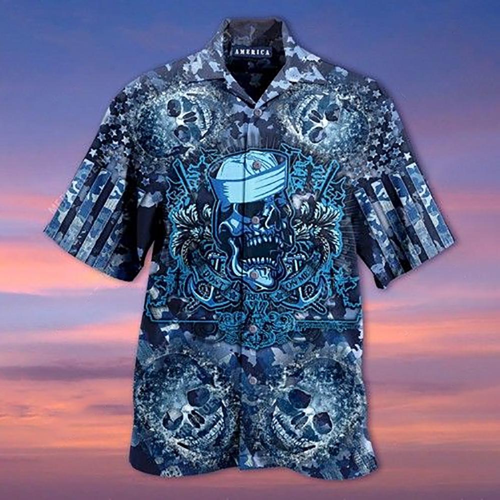 Old Navy Sailor Skull Hawaiian Shirt Crazy Funny Hawaiian Shirt