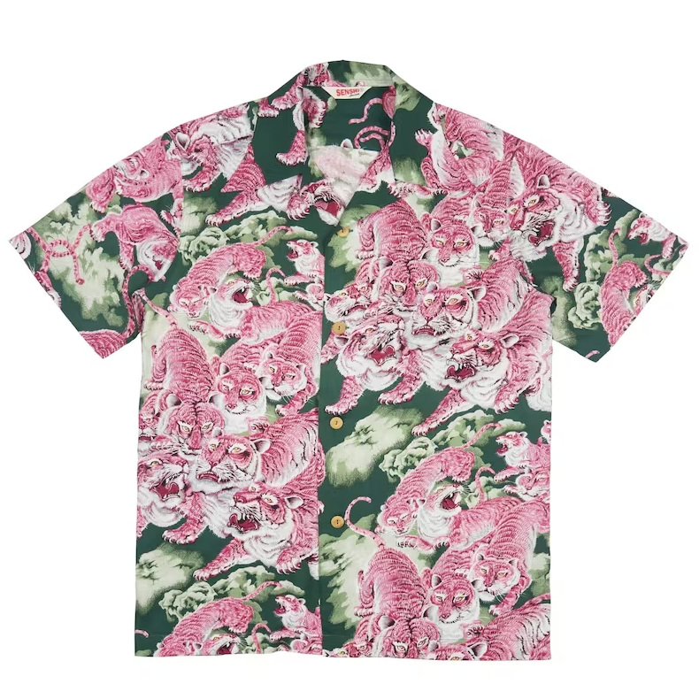 One Hundred Tigers Pink Coler Hawaiian Shirt