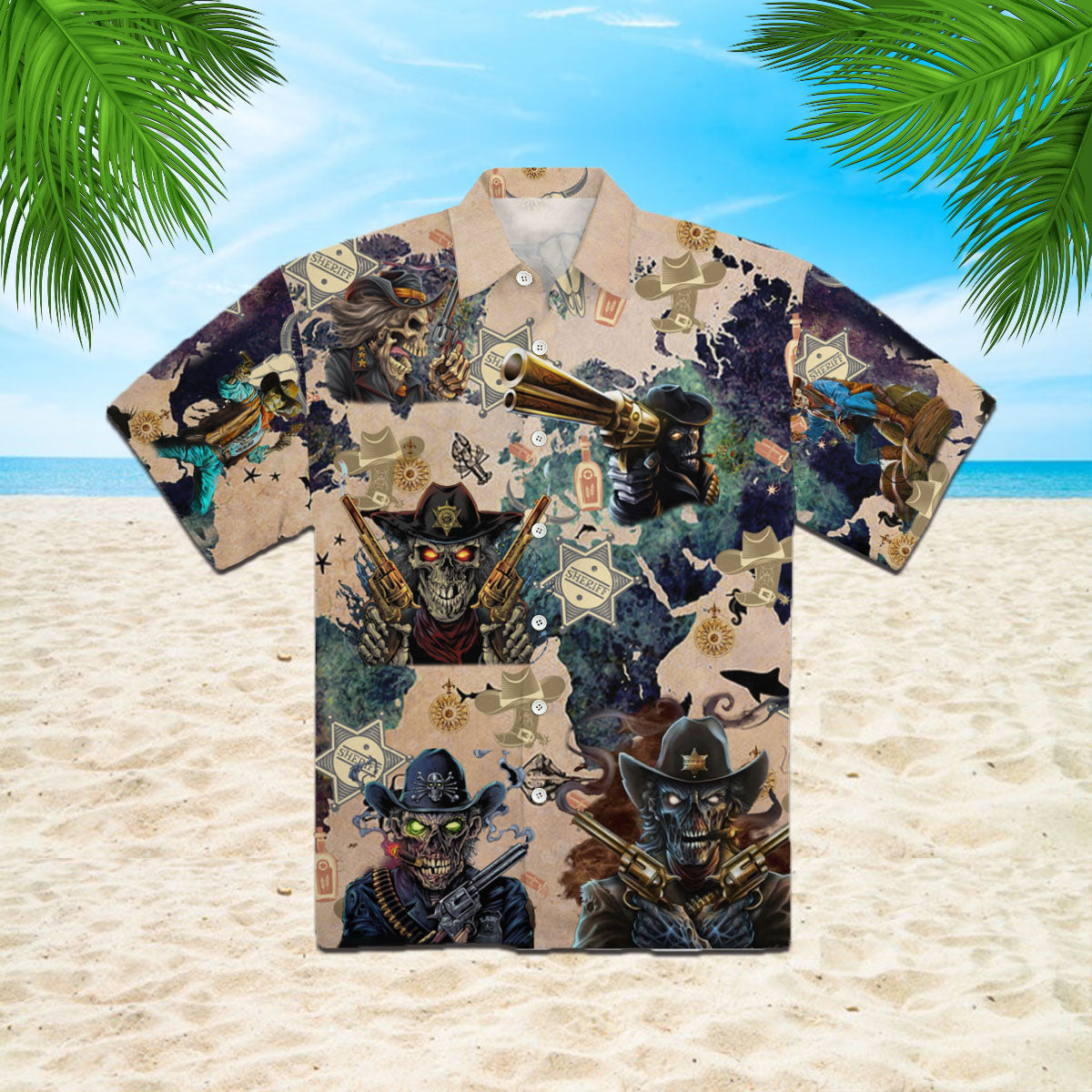 Oragontee Cowboy Skull Hawaiian Shirt For Men Women Adult