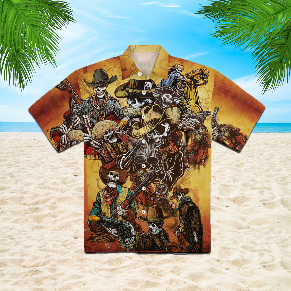 Oragontee Cowboy Skull Pirate Hawaiian Shirt For Men Women Adult