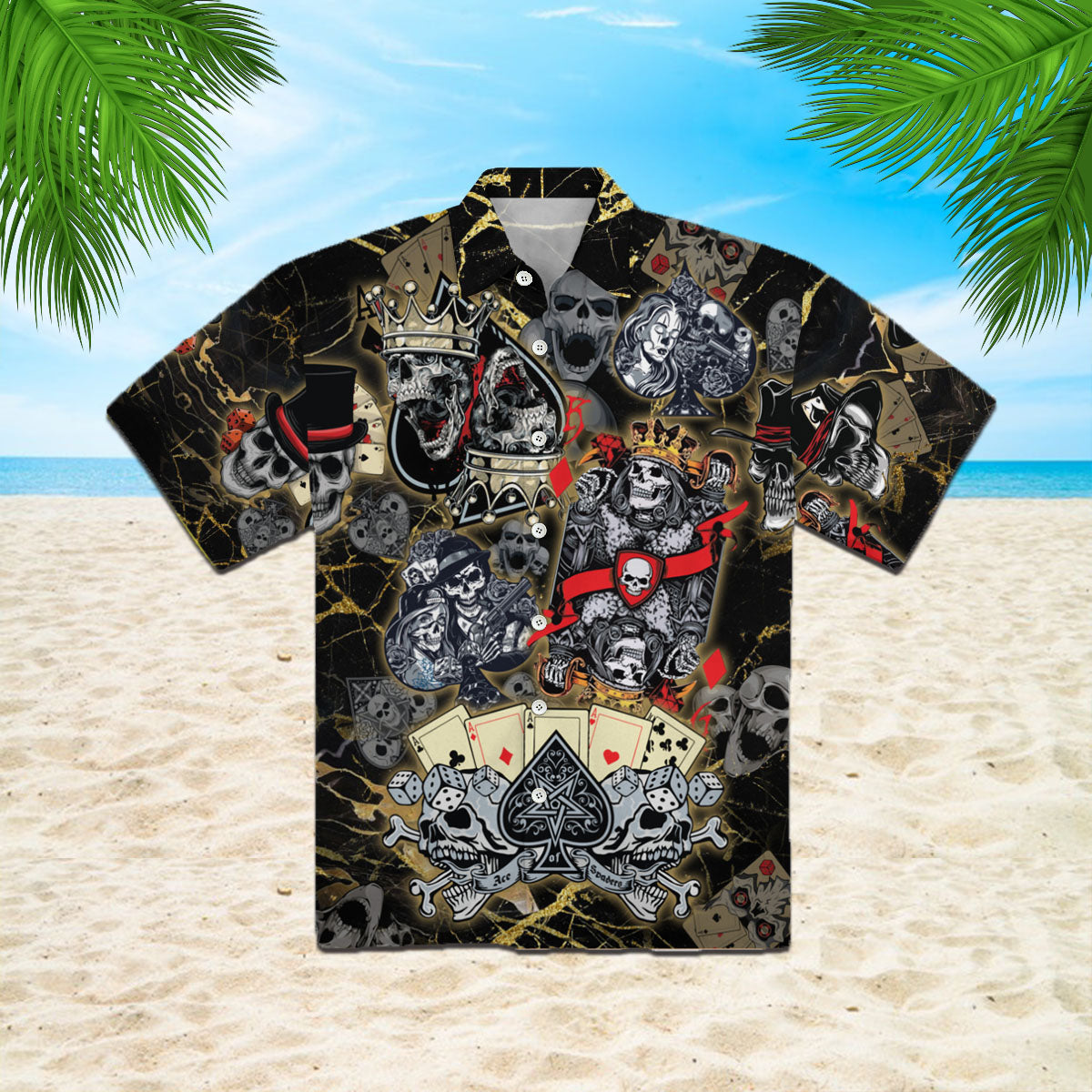 Oragontee Dangerous Skull Poker Hawaiian Shirt For Men Women Adult
