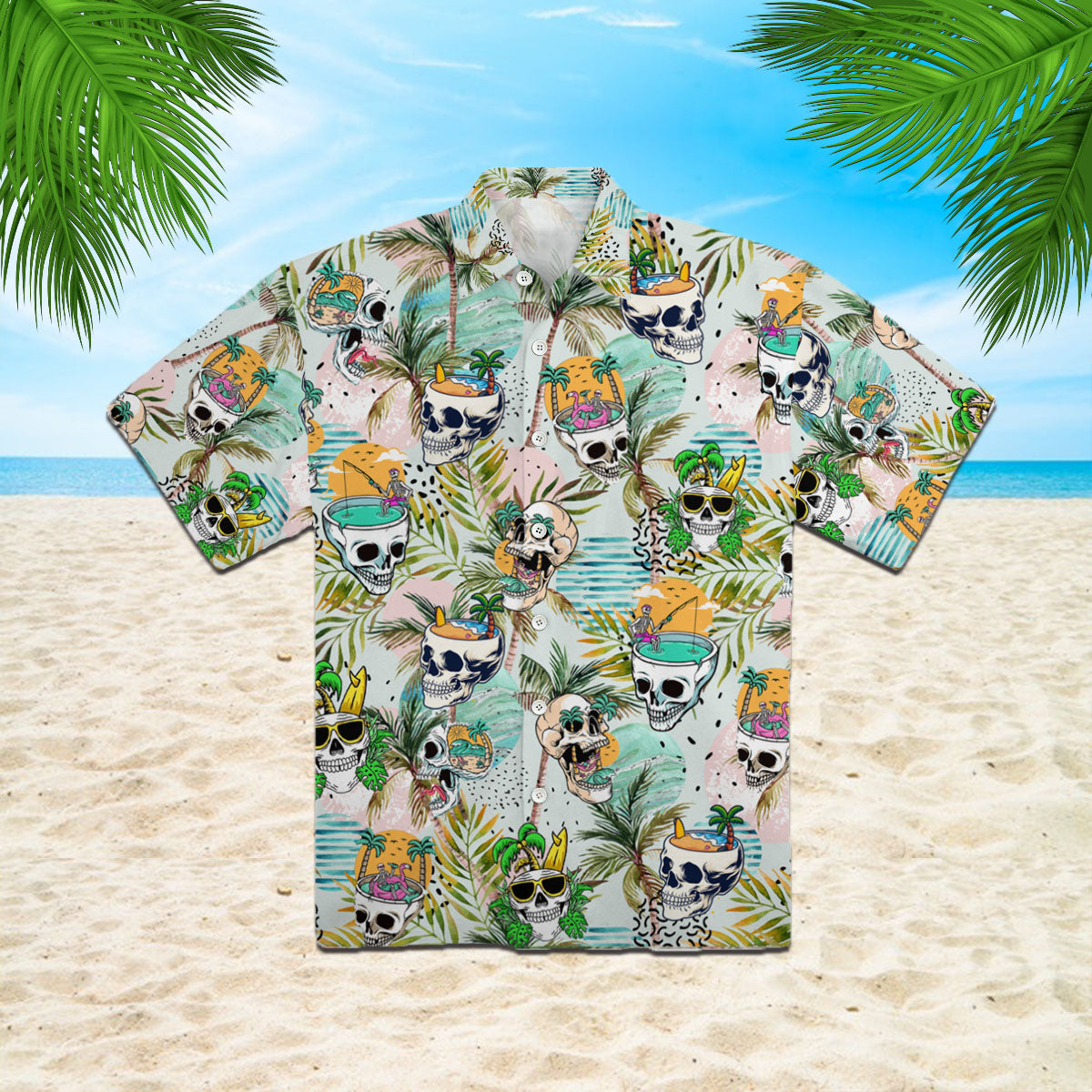 Oragontee Funny Skull Head In The Summer Hawaiian Shirt For Men Women Adult