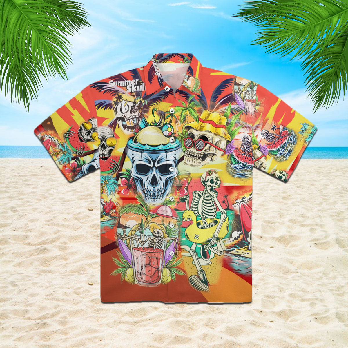 Oragontee Skull Chill Tropical Summer Hawaiian Shirt For Men Women Adult