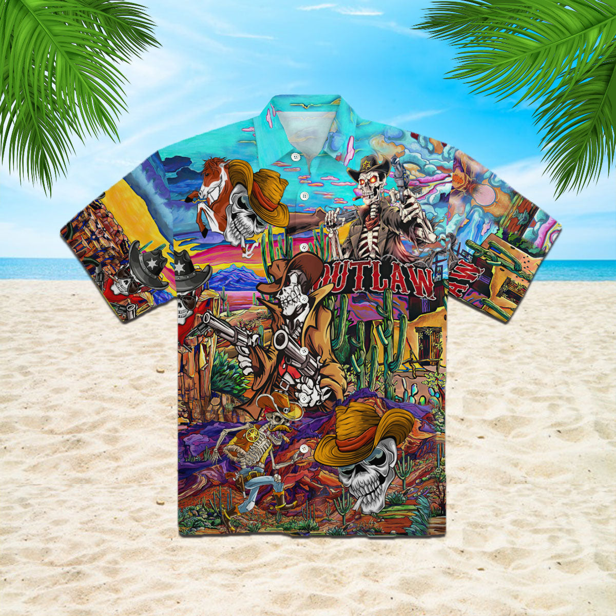 Oragontee Skull Cowboy Hawaiian Shirt For Men Women