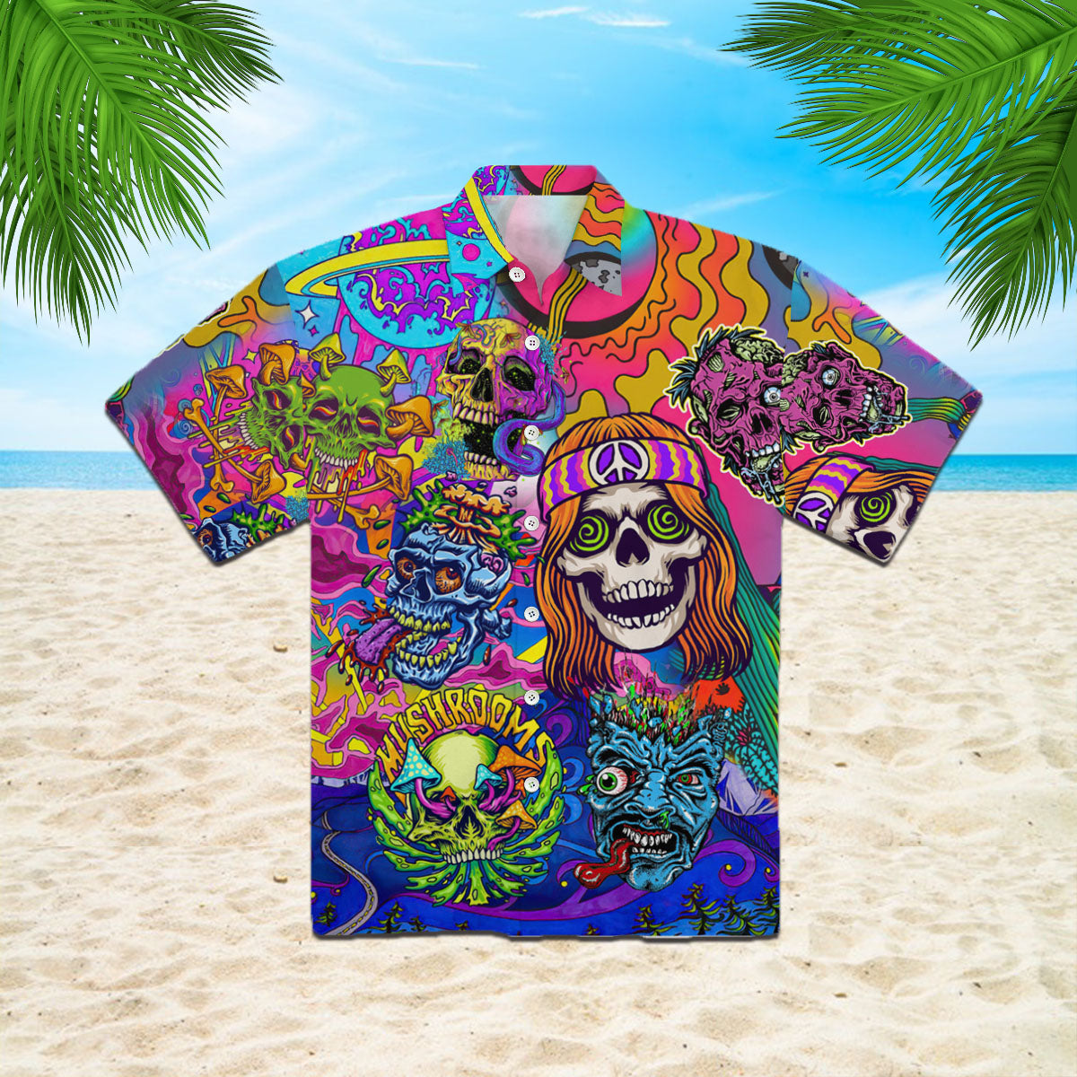 Oragontee Skull Hippe Peace Life Color Limited Hawaiian Shirt For Men Wome
