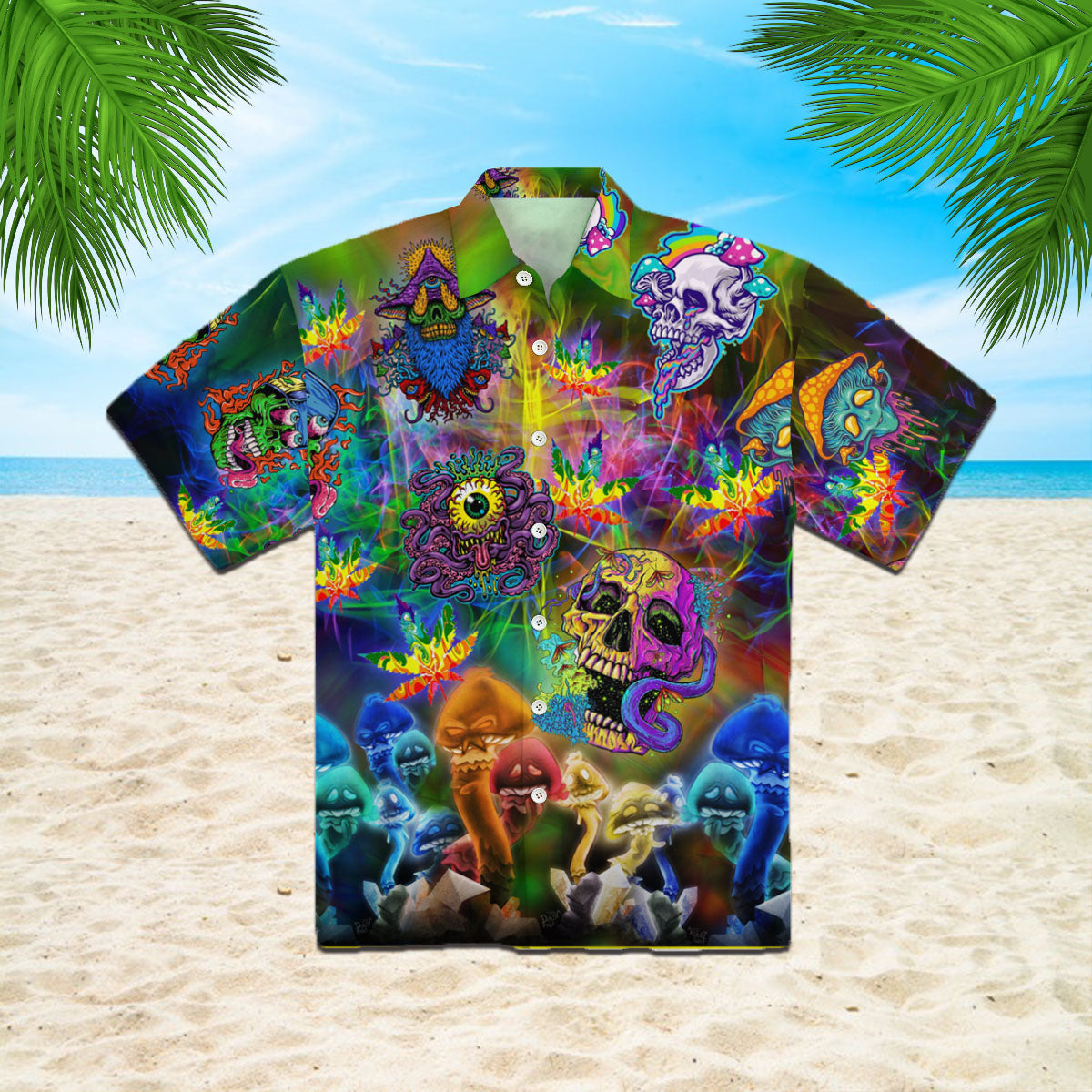 Oragontee Skull Hippie Hawaiian Shirt For Men Women