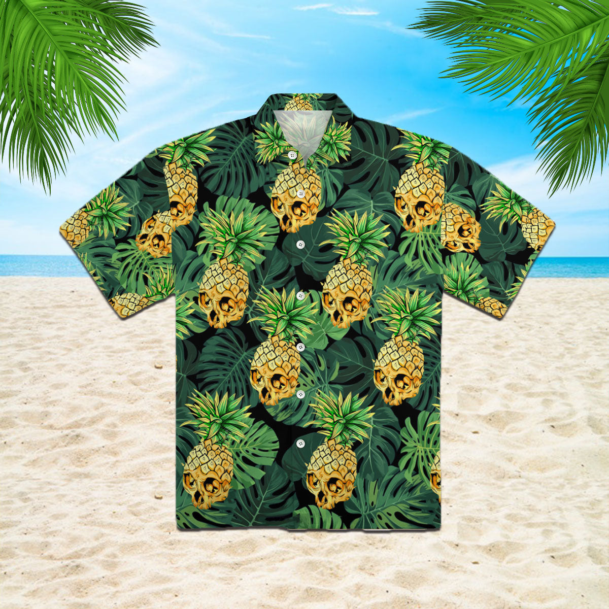 Oragontee Skull Pineapple Hawaiian Shirt For Men Women Adult