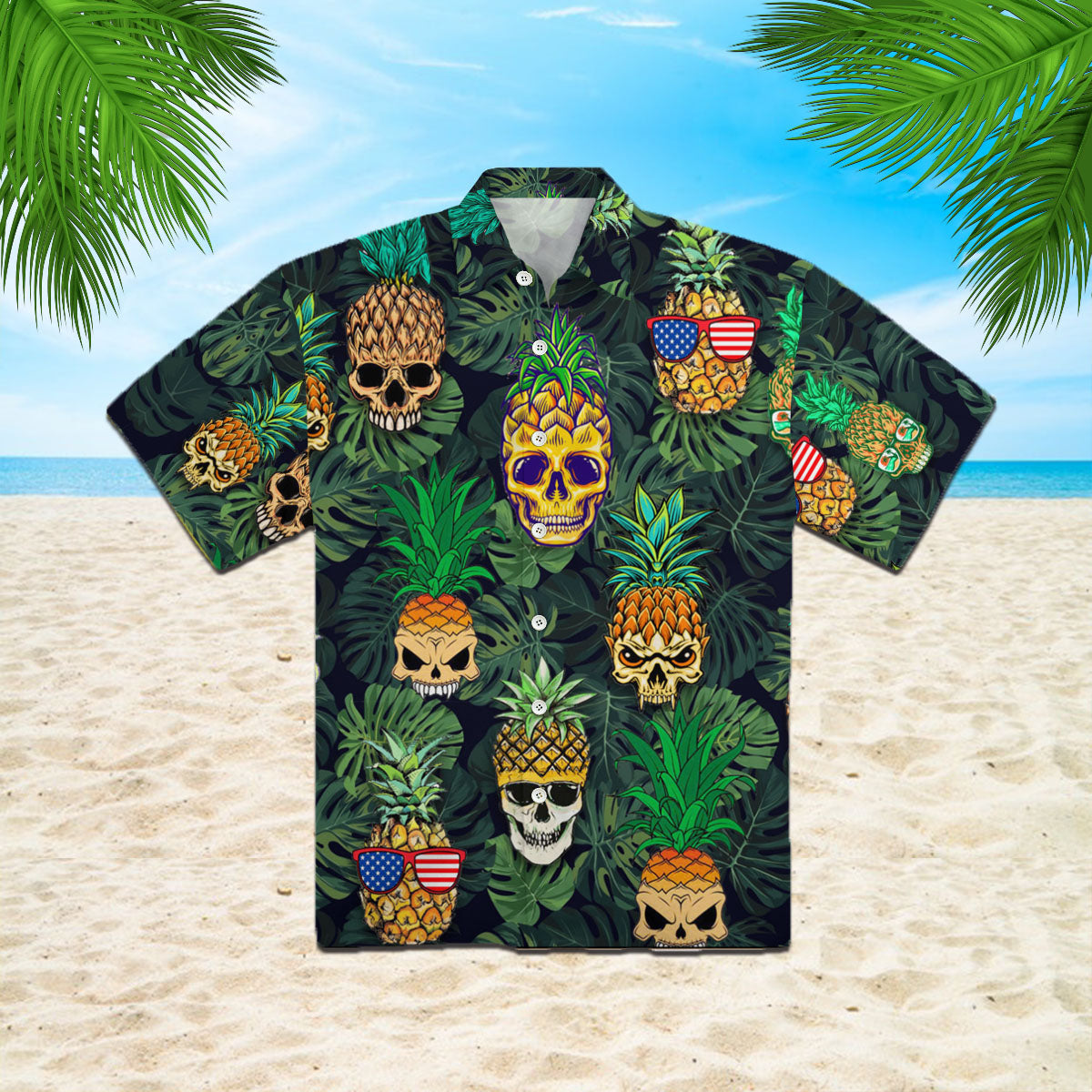 Oragontee Skull Pineapple Hawaiian Shirt For Men Women Adult