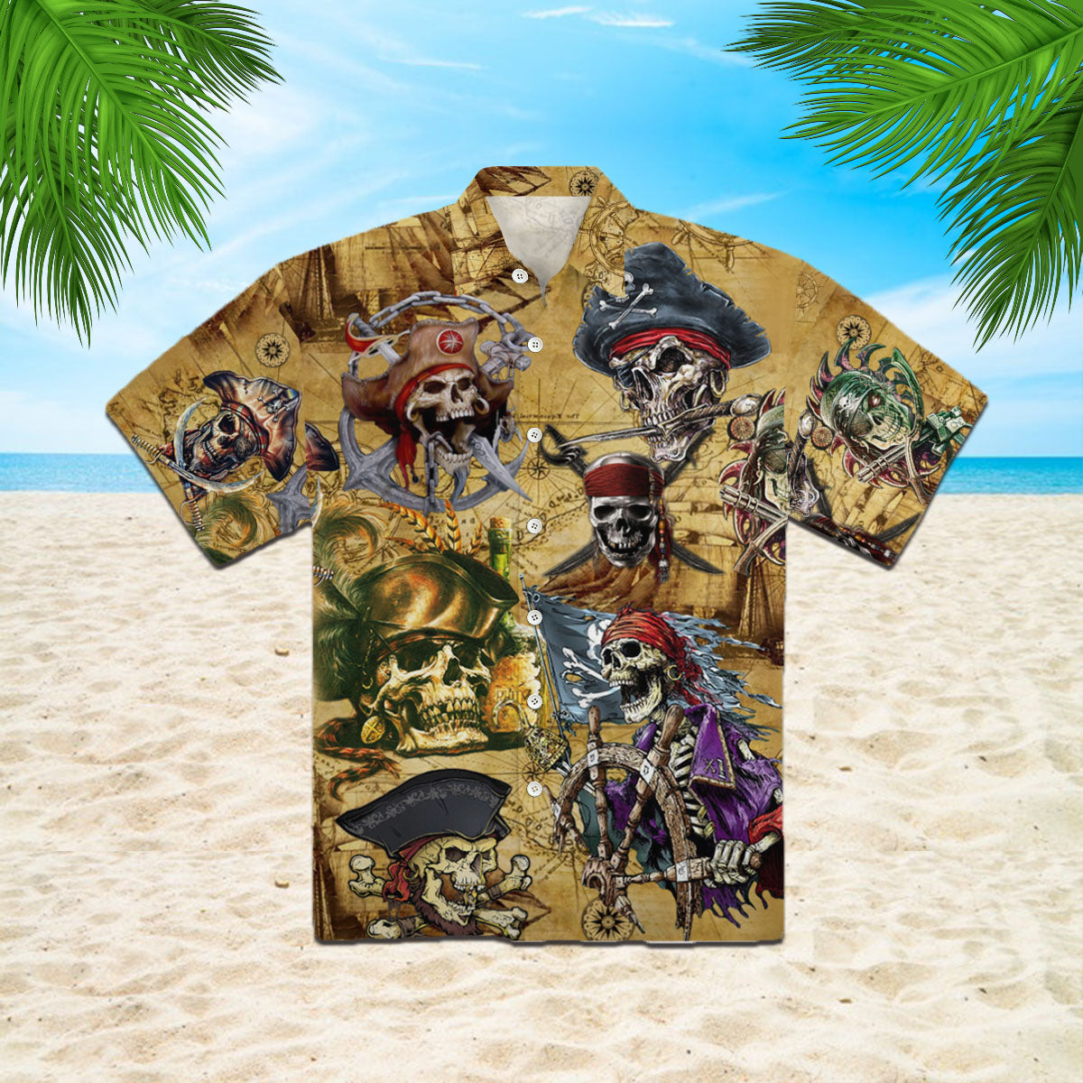 Oragontee Skull Pirate Hawaiian Shirt For Men Women