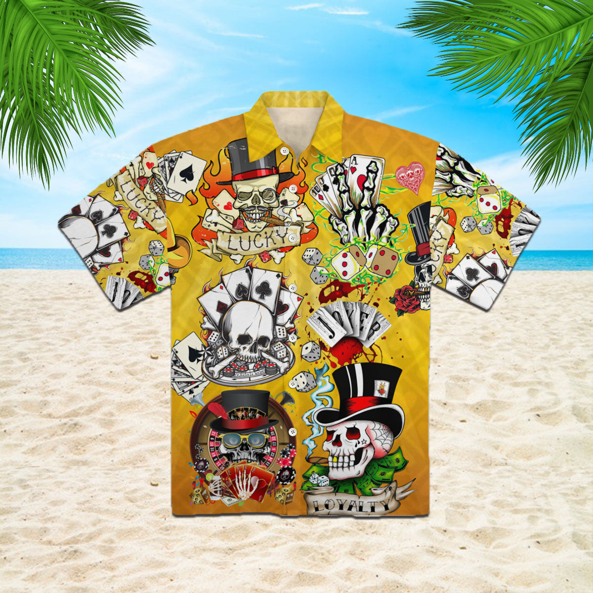 Oragontee Skull Playing Card Poker Hawaiian Shirt For Men Women Adult