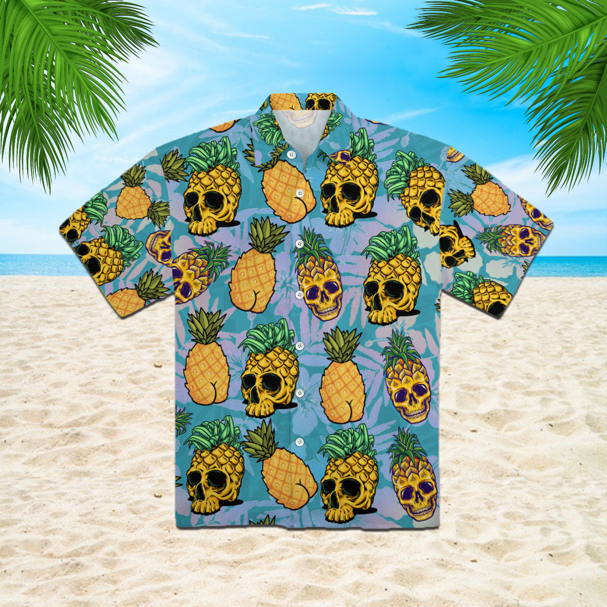 Oragontee Tropical Pineapple Skull Hawaiian Shirt