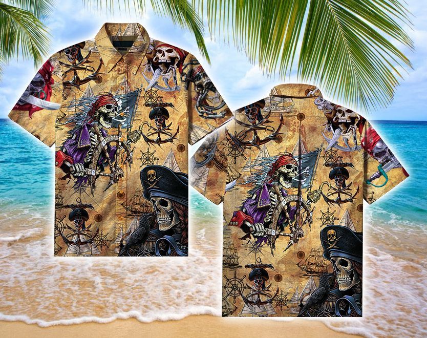 Order Amazing Pirate Skull Halloween Hawaiian Aloha Shirts-1