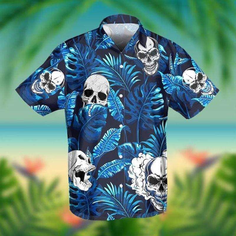 Order Blue So Cool Skull Tropical Hawaiian Shirts 1