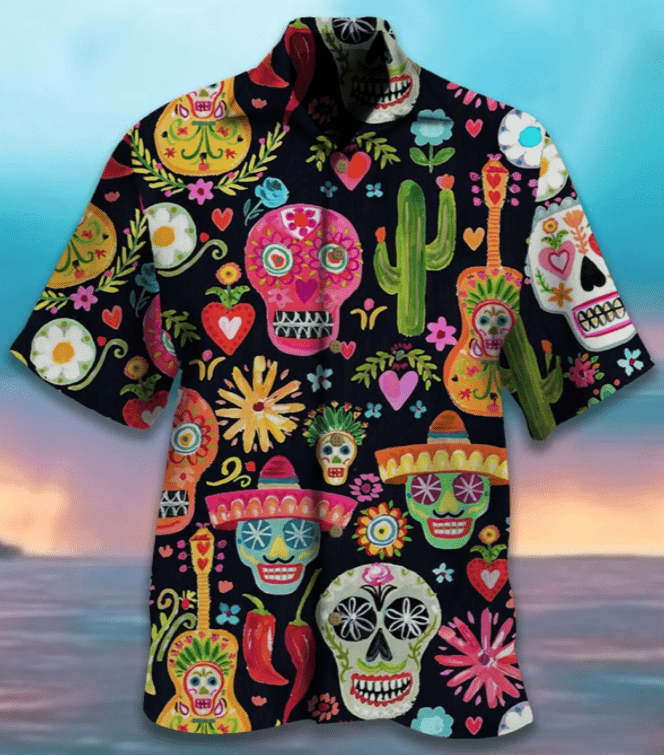 Order Painting Color Skull Native Hawaiian Unisex Aloha Shirts H-1