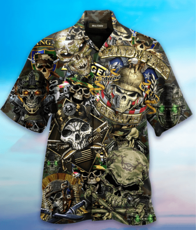 Order Skull Land Of The Free Unisex Hawaiian Aloha Shirt