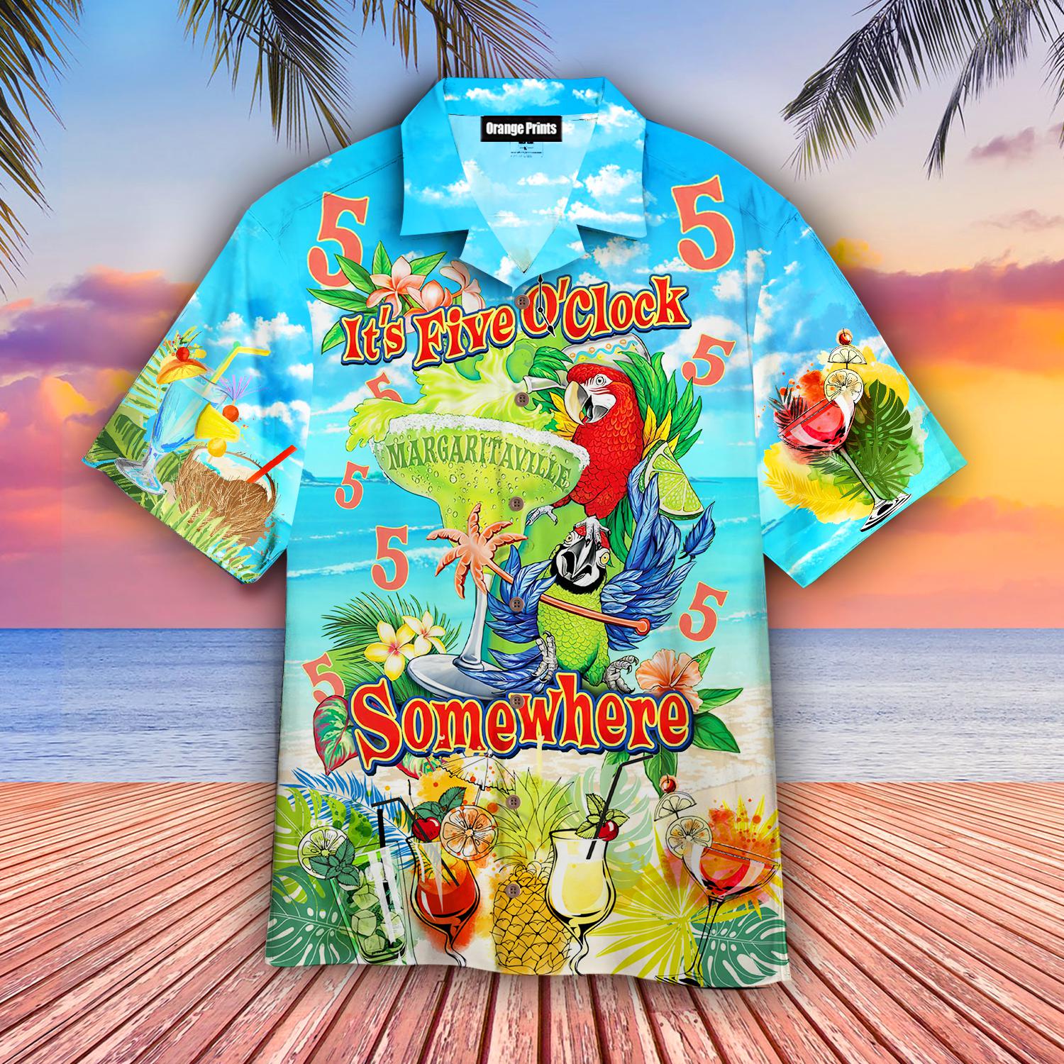 Parrot Its 5 Oclock Somewhere Hawaiian Shirt