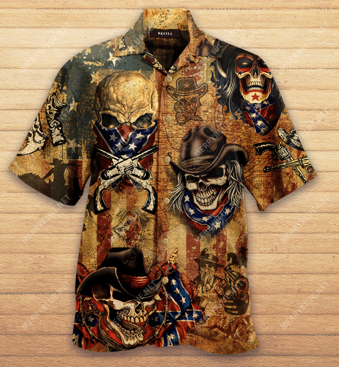 Patriotic Skull Unisex Hawaiian Aloha Shirt