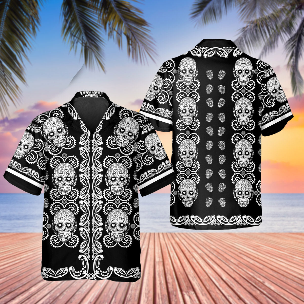 Pattern Color Skull Hawaiian Shirt