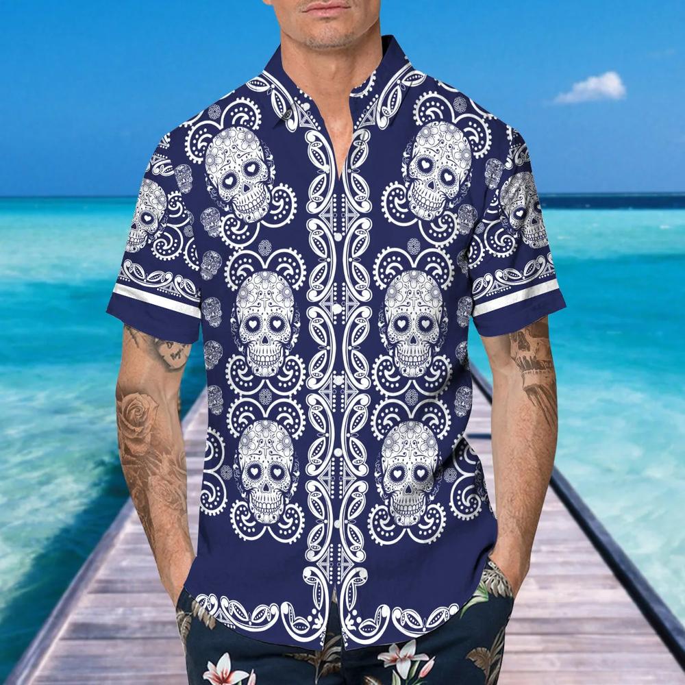 Pattern Color Skull Hawaiian Shirt This Trends Summer Beach Shirt For Men Women