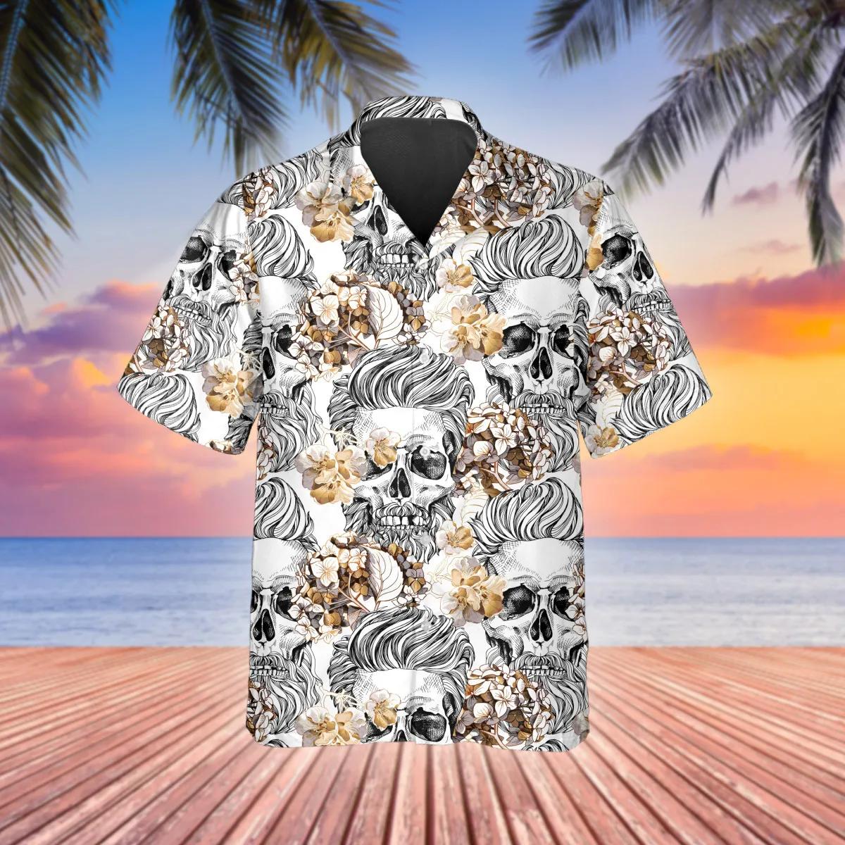 Pattern Flower Happy Summer Skull Hawaiian Shirt