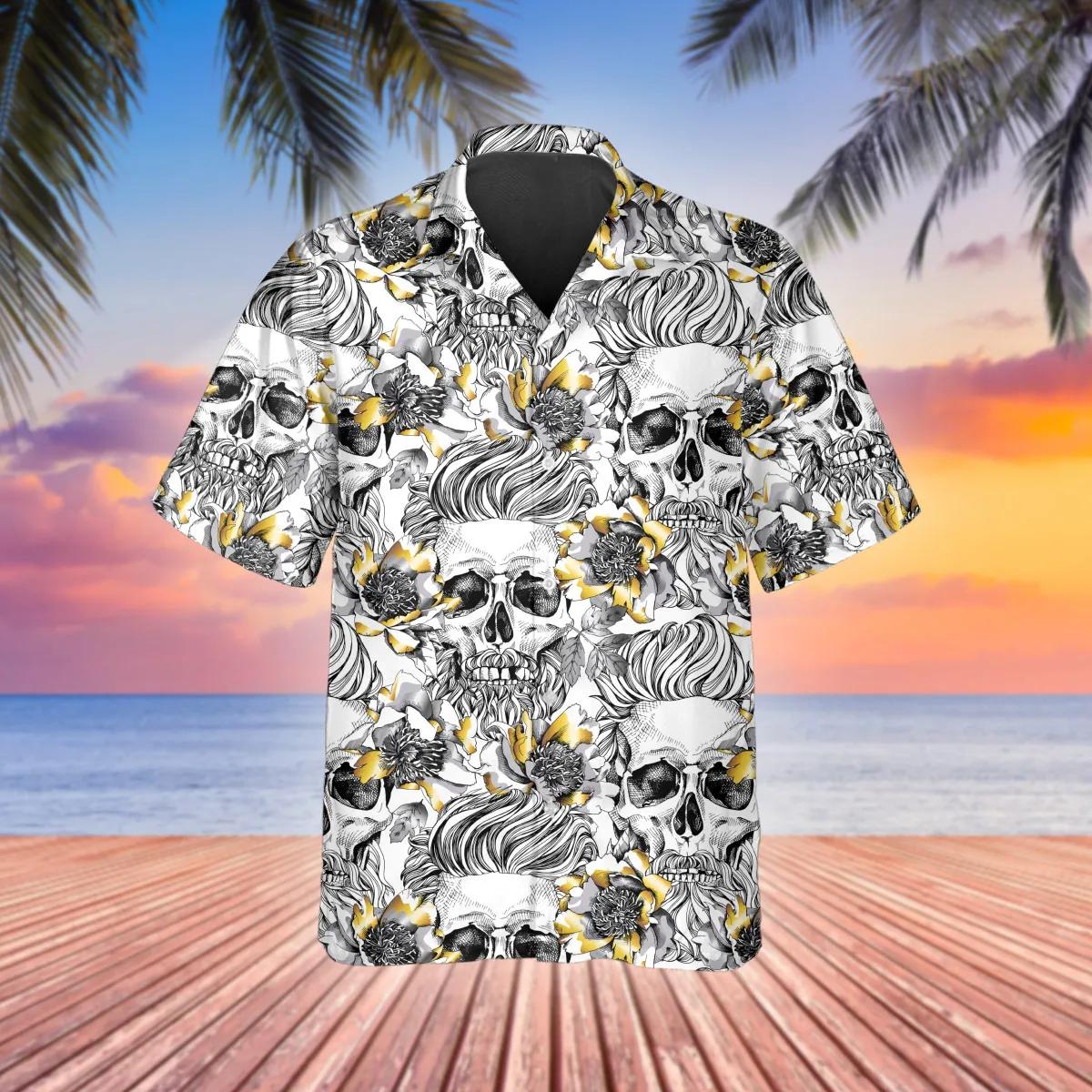Pattern Flower Skull Hawaiian Shirt
